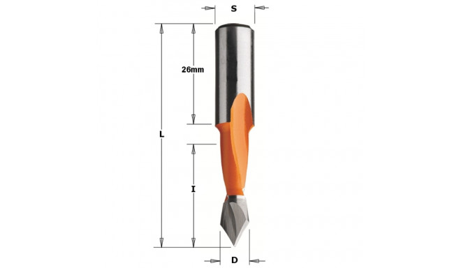 THROUGH HOLE DOWEL DRILL HW D= 6 X27X57,5 RH