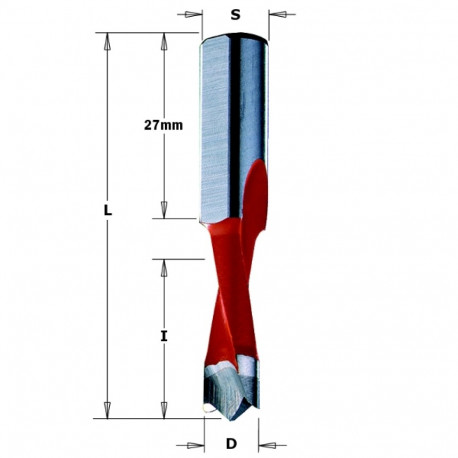 DOWEL DRILL HW SMG D= 6 X27X57,5 S=10X27 RH