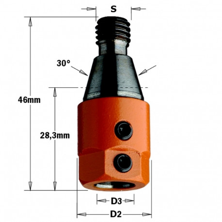 Adapter S=M10/30° D=8 RH
