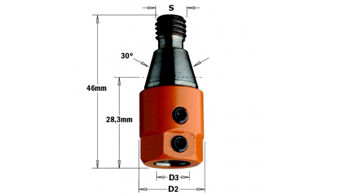 Adapter S=M10/30° D=10 RH