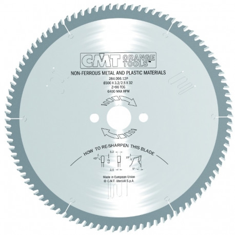 SAW BLADE FOR NON-FERROUS METALS AND PLASTIC HW 216X2.6/2.2X30 Z40 TCG 5°POS