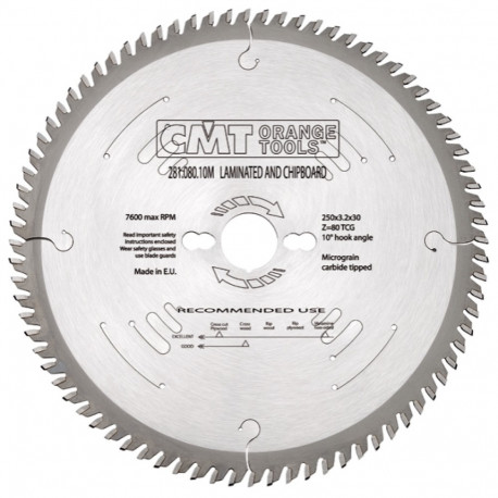 Saeketas, laminaat D=250x3.2x2.2x30 Z=60 TCG 10° TCG