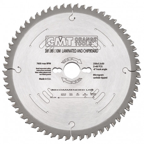 Saeketas, laminaat D=250x3.2x2.2x30 Z=60 -3° FFT