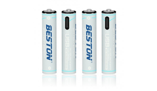 Rechargeable AAA batteries with USB C, 400mAh, Li-Ion, 4 pcs
