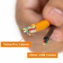 TetherPro USB 3.0 A male to Micro B Right Angle 4.6m Orange