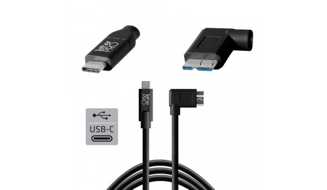 TetherPro USB-C to 3.0 Micro-B Right Angle 4.6m Black