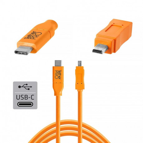 TetherPro USB-C to 2.0 Mini-B 8-Pin 4.6m oranž