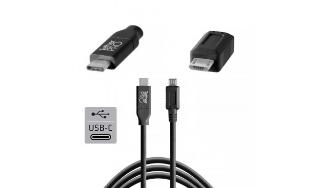 TetherPro USB-C to 2.0 Micro-B 5- Pin 4.6 m Black