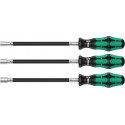 Wera 391/3 hose clamp screwdriver set (black/green, 3 pieces, with flexible shaft)