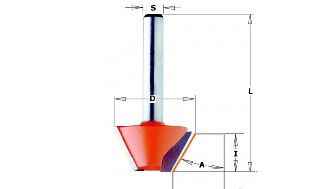 Chamfer bit 45° HM S=8 D=25x8