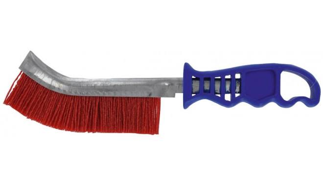 Abrasive nylon wire brush with plastic handle