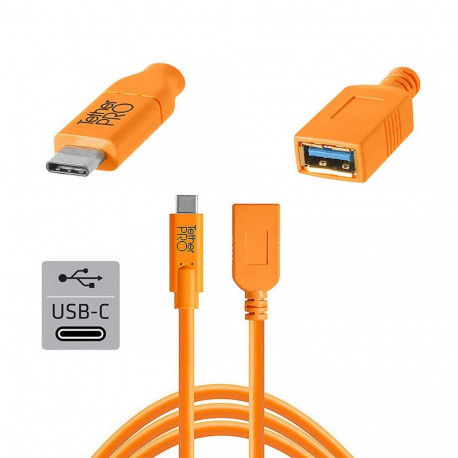 TetherPro USB-C to USB emane adapter 4.6 m oranž