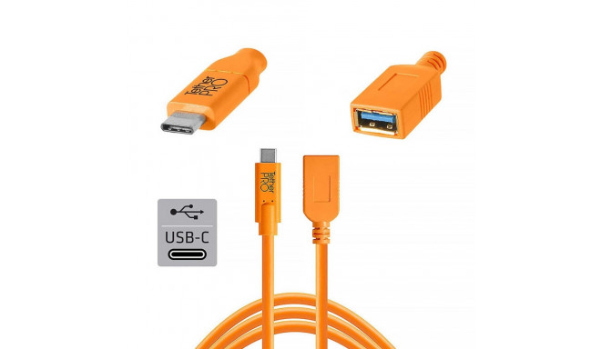 TetherPro USB-C to USB Female Adapter 4.6 m Orange
