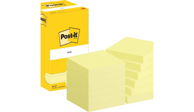 Märkmepaber iseliimuv POST-IT 654CY kollane,76x76mm 12x100l