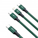 Baseus cable 3in1 Rapid PD USB-C - micro USB + Lightning + USB-C 1,5m green 20W