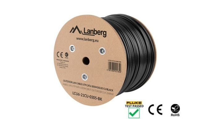 Lanberg LCU6-21CU-0305-BK networking cable Black 305 m Cat6 U/UTP (UTP) outdoor