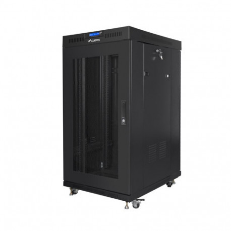 RACK CABINET 19" FREE-STANDING 22U/800X800 (FLAT PACK) WITH GLASS DOOR LCD BLACK LANBERG V2