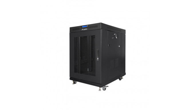 RACK CABINET 19" FREE-STANDING 15U/800X1000 (FLAT PACK) WITH MESH DOOR LCD BLACK LANBERG V2