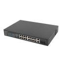 SWITCH LANBERG 16X 100MB POE+/2X 1GB/1X SFP UNMANAGED RACK 10" & 19" GIGABIT ETHERNET 150W