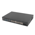 SWITCH LANBERG 16X 100MB POE+/2X 1GB/1X SFP UNMANAGED RACK 10" & 19" GIGABIT ETHERNET 150W