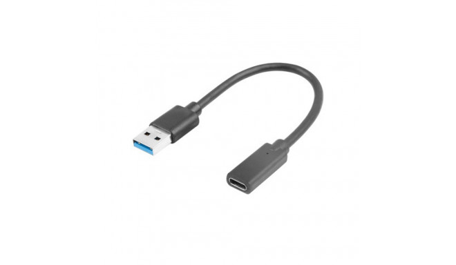 USB-C(F) 3.1->USB-A(M) ADAPTER CABLE 15CM BLACK LANBERG