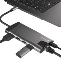 USB-C MULTIPORT ADAPTER 8 IN 1 NATEC FOWLER PLUS  HUB USB 3.0 3X, HDMI 4K, USB-C PD, RJ45, SD, MICRO