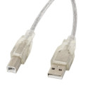 Lanberg kaabel USB-A (M) - USB-B (M) 2.0 Ferrite 5m, läbipaistev