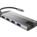 USB-C MULTIPORT ADAPTER 8 IN 1 NATEC FOWLER PLUS  HUB USB 3.0 3X, HDMI 4K, USB-C PD, RJ45, SD, MICRO