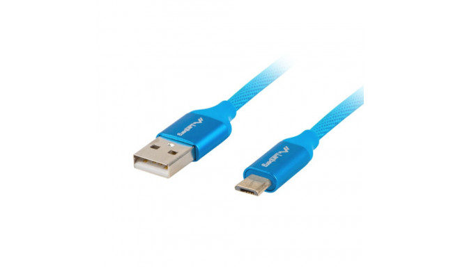 USB MICRO(M)->USB-A(M) 2.0 CABLE 1M BLUE PREMIUM QC 3.0 LANBERG