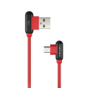 USB MICRO(M) ANGLED LEFT->USB-A(M) 2.0 CABLE 1M ANGLED RIGHT RED NATEC PRATI