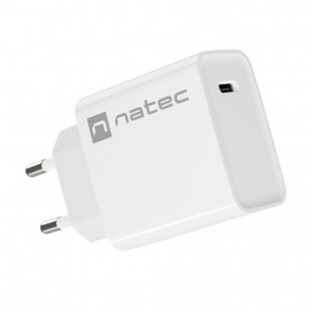 Natec USB-laadija Ribera 1x USB-C 20W, valge