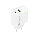 USB CHARGER NATEC RIBERA 1X USB-A + 1X USB-C 20W WHITE