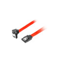 SATA DATA II (3GB/S) F/F CABLE 100CM ANGLED METAL CLIPS RED LANBERG