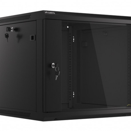 RACK CABINET 19" WALL-MOUNT 9U/600X600 (FLAT PACK) WITH GLASS DOOR BLACK LANBERG V2