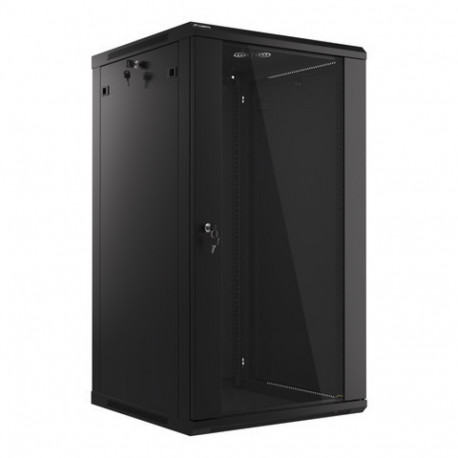 Lanberg rack-kapp V2 19" 22U/600x600, seinale paigaldatav, lamepakendis, klaasuksega, must