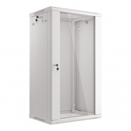 RACK CABINET 19" WALL-MOUNT 22U/600X450 (FLAT PACK) WITH GLASS DOOR GREY LANBERG V2