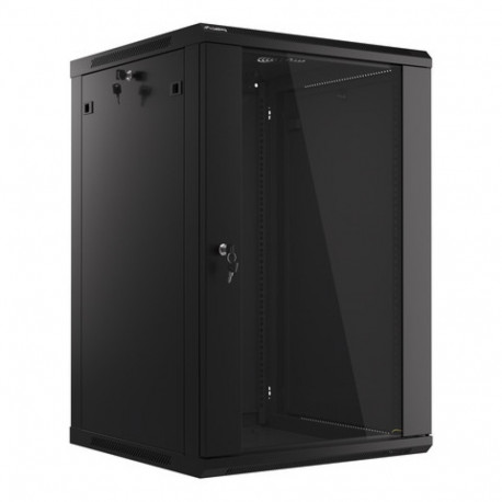 Lanberg rack-kapp V2 19" seinale paigaldatav 18U/600x600 (lamppakendis) klaasuksega, must