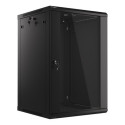 RACK CABINET 19" WALL-MOUNT 18U/600X600 (FLAT PACK) WITH GLASS DOOR BLACK LANBERG V2