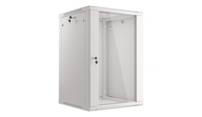 RACK CABINET 19" WALL-MOUNT 18U/600X600 (FLAT PACK) WITH GLASS DOOR GREY LANBERG V2