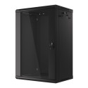 RACK CABINET 19" WALL-MOUNT 18U/600X450 (FLAT PACK) WITH GLASS DOOR BLACK LANBERG V2