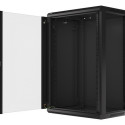 RACK CABINET 19" WALL-MOUNT 18U/600X450 (FLAT PACK) WITH GLASS DOOR BLACK LANBERG V2