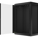 RACK CABINET 19" WALL-MOUNT 18U/600X450 (FLAT PACK) WITH GLASS DOOR BLACK LANBERG V2