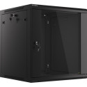 RACK CABINET 19" WALL-MOUNT 12U/600X600 (FLAT PACK) WITH GLASS DOOR BLACK LANBERG V2