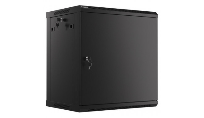 RACK CABINET 19" WALL-MOUNT 12U/600X450 (FLAT PACK) WITH METAL DOOR BLACK LANBERG