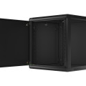 RACK CABINET 19" WALL-MOUNT 12U/600X600 FOR SELF-ASSEMBLY WITH METAL DOOR BLACK LANBERG (FLAT PACK)