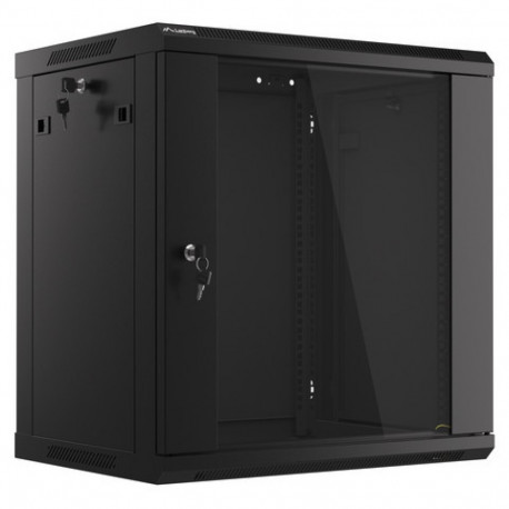 Lanberg rack-kapp V2 19" 12U/600X450 seinale paigaldatav (lamipakendis), klaasuksega, must