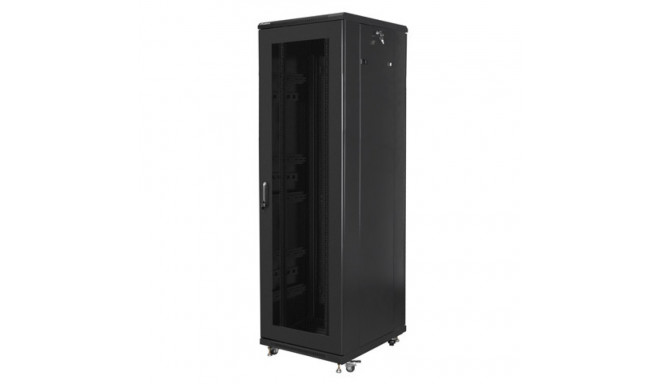 RACK CABINET 19" FREE-STANDING 42U/600X800 (FLAT PACK) WITH MESH DOOR BLACK LANBERG