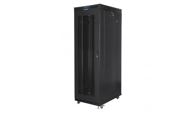 RACK CABINET 19" FREE-STANDING 27U/800X1000 (FLAT PACK) WITH MESH DOOR LCD BLACK LANBERG V2