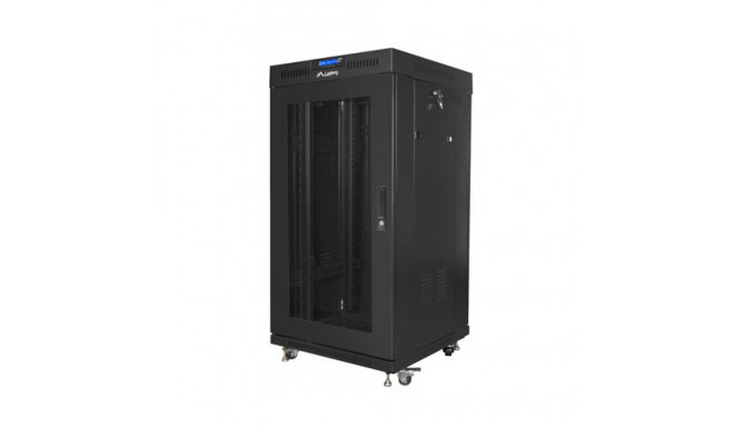 RACK CABINET 19" FREE-STANDING 22U/600X600 (FLAT PACK) WITH MESH DOOR LCD BLACK LANBERG V2