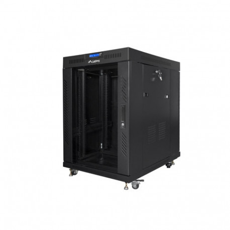RACK CABINET 19" FREE-STANDING 15U/800X1000 (FLAT PACK) WITH GLASS DOOR LCD BLACK LANBERG V2
